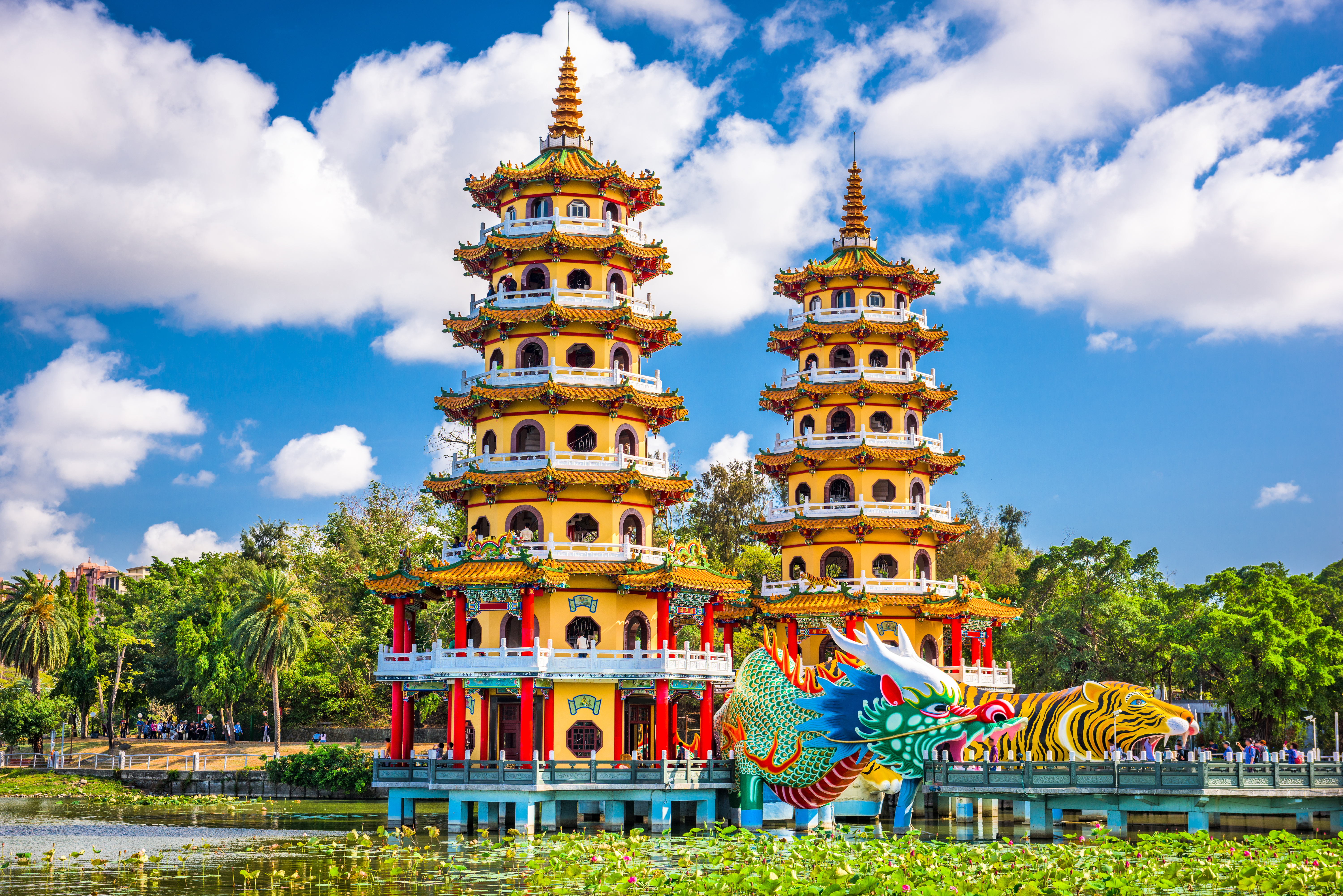 Dragon and Tiger Pagodas at Lotus Pond in Kaohsiung, Taiwan (China)